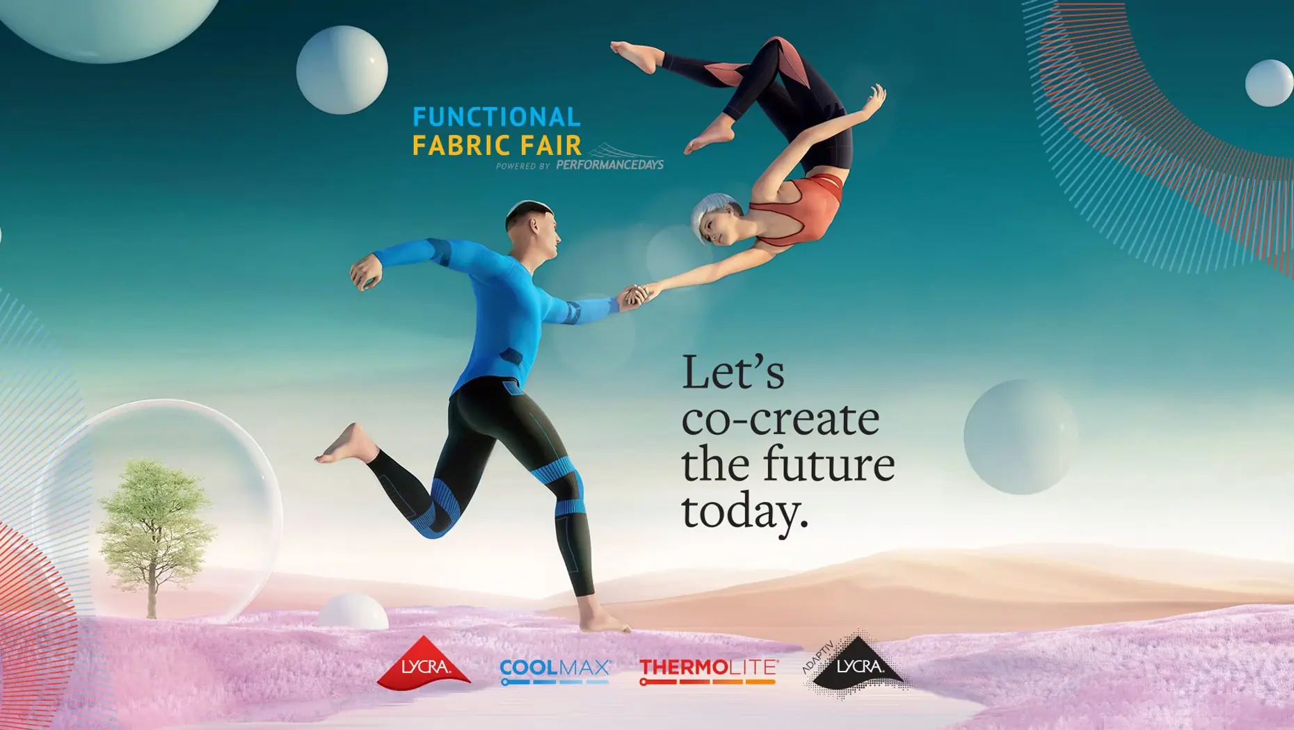 Image taken from a new CGI video promoting LYCRA® ADAPTIV fiber for activewear, sportswear and athleisure apparel.